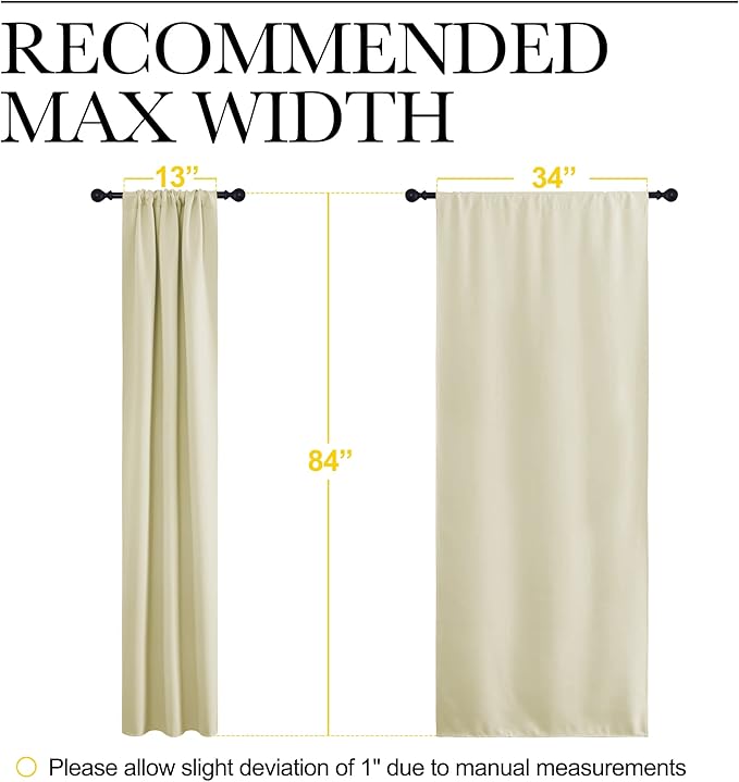 NICETOWN Room Darkening Curtains for Bedroom - Home Decoration Privacy Protection Thermal Insulated Solid Drapes/Draperies for Sliding Glass Door (Beige, Set of 2, 34 x 84 inches) - Image 7