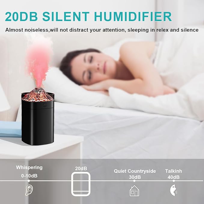 Portable Mini Humidifier, 400ml Small Humidifier with 2 Modes Large Spray, USB Personal Desktop Humidifiers for Home Bedroom Car Office Travel Yoga with 7 Color LED Light, Auto-Off, Bass Work(Black) - Image 5
