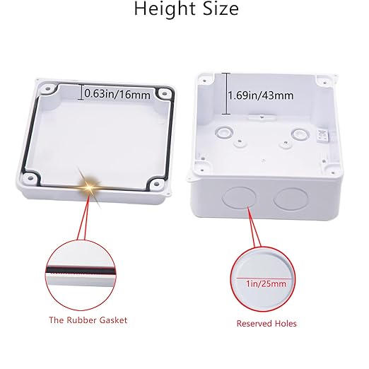 Junction Box, 2 Pcs Reserved Holes Electrical Boxes Waterproof IP65 ABS Plastic Electrical Power Cord Enclosure Project Box White 3.9 x 3.9 x 2.8 inch(100x100x70mm) - Image 4