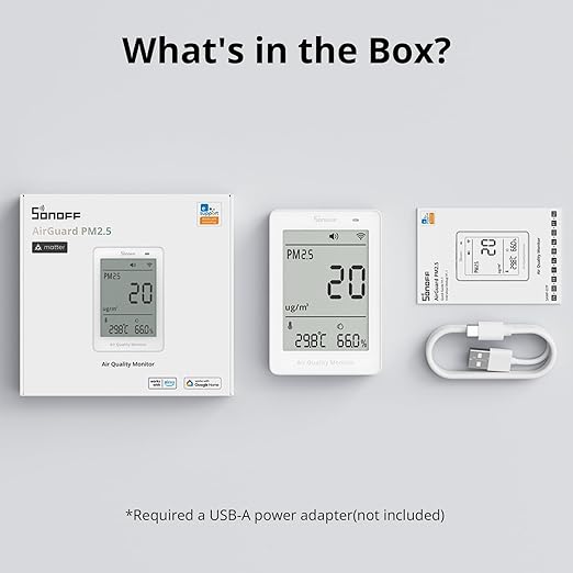 SONOFF Smart Indoor Air Quality Monitor with PM2.5, PM10, Temperature & Humidity Sensor, Real-Time Display & Alarm, Matter-Compatible, 2.4GHz WiFi, 3.73-inch Screen, for Bedroom, Nusery Room - Image 7