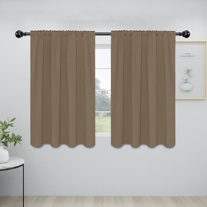 Easy-Going Rod Pocket Blackout Curtains for Bedroom, Room Darkening Window Curtains for Living Room, Thermal Insulated Noise Reduction Solid Window Drapes, 2 Panels(42x45 in, Camel) by Easy-Going
