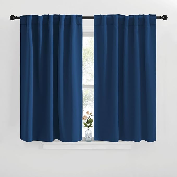 NICETOWN Blackout Curtain Panels for Kitchen - (Moroccan Blue Color) 42x30 inch, 2 Panels Set, Room Darkening Blackout Drapes for Window by NICETOWN