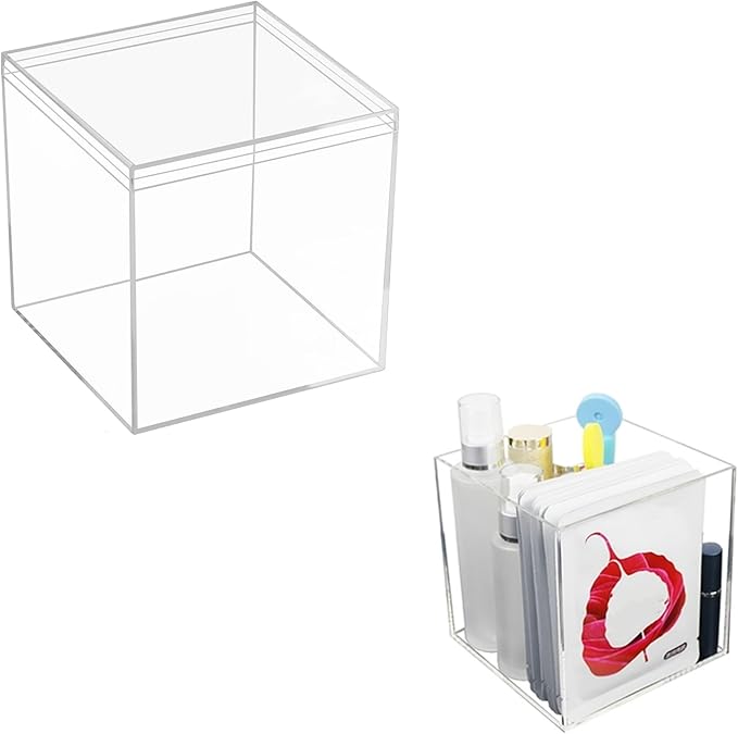 Acrylic Box Clear Display Boxes with Lids 2 Packs 5.9x5.9x5.9Inch Acrylic Square Cube Decorative Boxes Jewelry Storage Box for for Birthday Valentine's Day Party Favor Candy Pill and Tiny Jewelry by LOVPLAY
