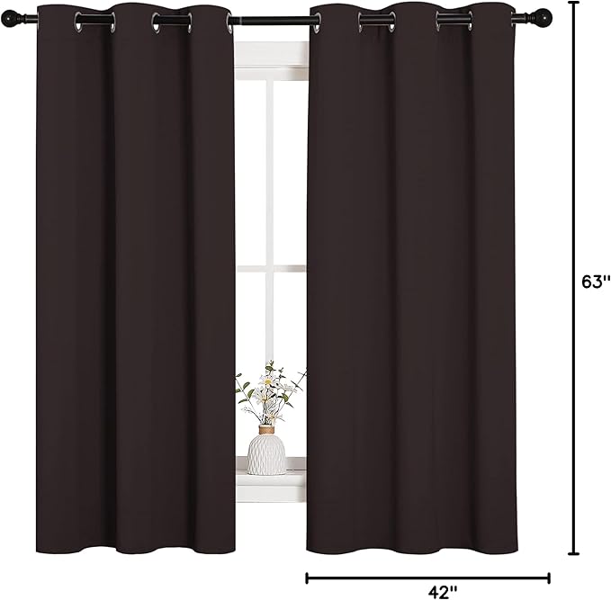 NICETOWN Triple Weave Microfiber Energy Saving Thermal Insulated Solid Grommet Blackout Curtains for Bedroom (2 Panels, 42 inches by 63 Inch, Toffee Brown) - Image 9