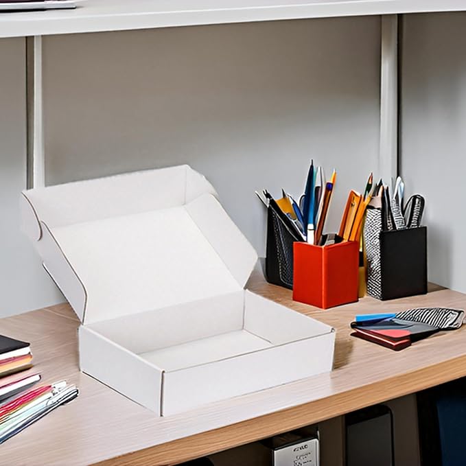 Small Shipping Boxes 12x8x2 Inch (25 Pack) - Sturdy White Corrugated Cardboard Boxes for Small Business, Ecommerce, Mailing & Packaging | Recyclable Gift & Storage Boxes - Image 3