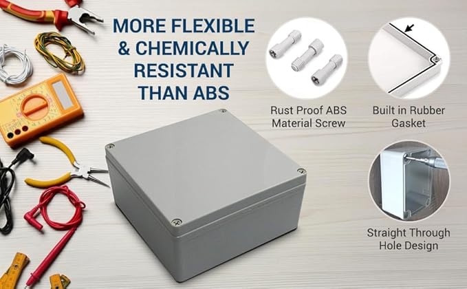 Co. 10" x 8" x 4" Weather & Dust Proof IP65 PS Plastic Universal Electrical Junction Conduit Box and DIY Project Enclosure, Use for Outdoor and Indoor (1 Pack) - Image 8