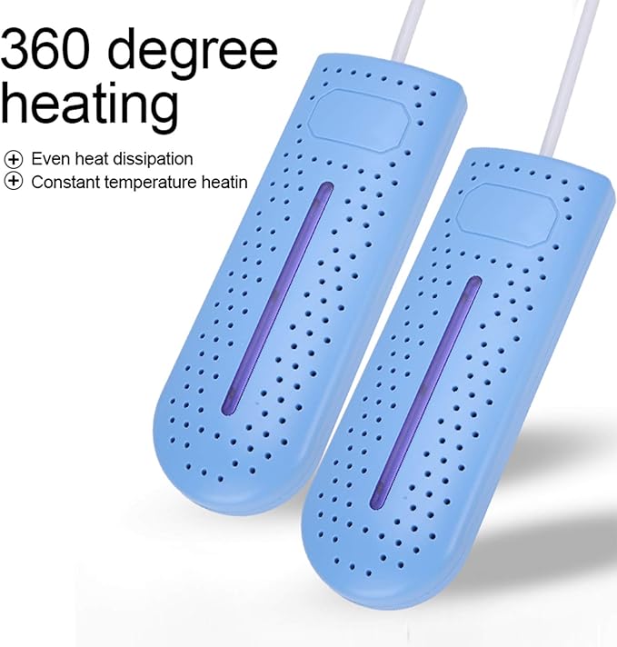 Shoe Dryer, 360° Heating Quick Drying Portable Boot Dryer, No Noise Foot Dryer for Rainy Seasons Winter Travel, Dormitory Eliminate Bad Odor Electric Warmer for Gloves, Socks, Ski Boots(Blue) - Image 4