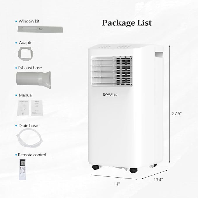 ROVSUN WiFi Enabled Smart 10000 BTU Portable Air Conditioner with Remote & APP Control, 3-in-1 Cooler, Dehumidifier & Fan, Powerful Room Mobile AC Unit with Rolling Wheels & Easy Installation Kit - Image 6