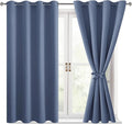 Hiasan Blackout Curtains for Bedroom - Thermal Insulated & Energy Saving Window Curtains for Living Room/Kids Room, 2 Drape Panels Sewn with Tiebacks, Blue Haze, 52 x 45 Inch by Hiasan