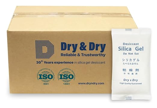 Dry & Dry 400 Gram [50 Packet] Silica Gel Packets, Desiccant Packs, Silica Gel - Rechargeable Silica Packets, Silica Gel Packs by DryDry