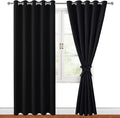 Hiasan Blackout Curtains for Bedroom, 60 x 84 Inches Long - Thermal Insulated & Noise reducing Window Curtains for Living Room, 2 Drape Panels Sewn with Tiebacks, Black by Hiasan
