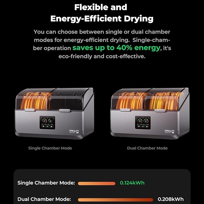 Creality SpacePi X4 Filament Dryer Box with 200W PTC Rapid Heater, 4-Spools Filament Storage Box, Dual Independent Heating Chambers, One-Key Operation, Compatible with PLA, PETG, ABS, TPU, PC, PA,PAHT - Image 5
