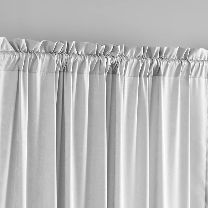 Privacy Sheer Curtains That Let Light in, Rod Pocket Semi Sheer Privacy Curtains 95 inch Length 2 panels, Soft Velvet Opaque Grey Privacy Draps for Windows Living Room Bedroom French doors (52" x 95") - Image 3