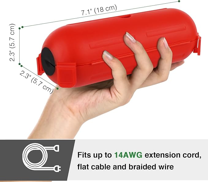 Flemoon [3 Pack] Outdoor Extension Cord Safety Cover with Waterproof Seal, Weatherproof Electrical Connection Box to Protect Outdoor Outlet, Plug, Socket, Christmas Holiday Decoration Light, Red - Image 3