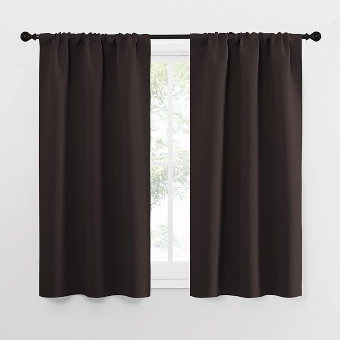 NICETOWN Kitchen Curtains Thermal Insulated Curtains & Drapes, Small Window Blackout Curtain Panels for Girls Room (Toffee Brown, 34" Wide x 54" Long, 2 Panels) by NICETOWN