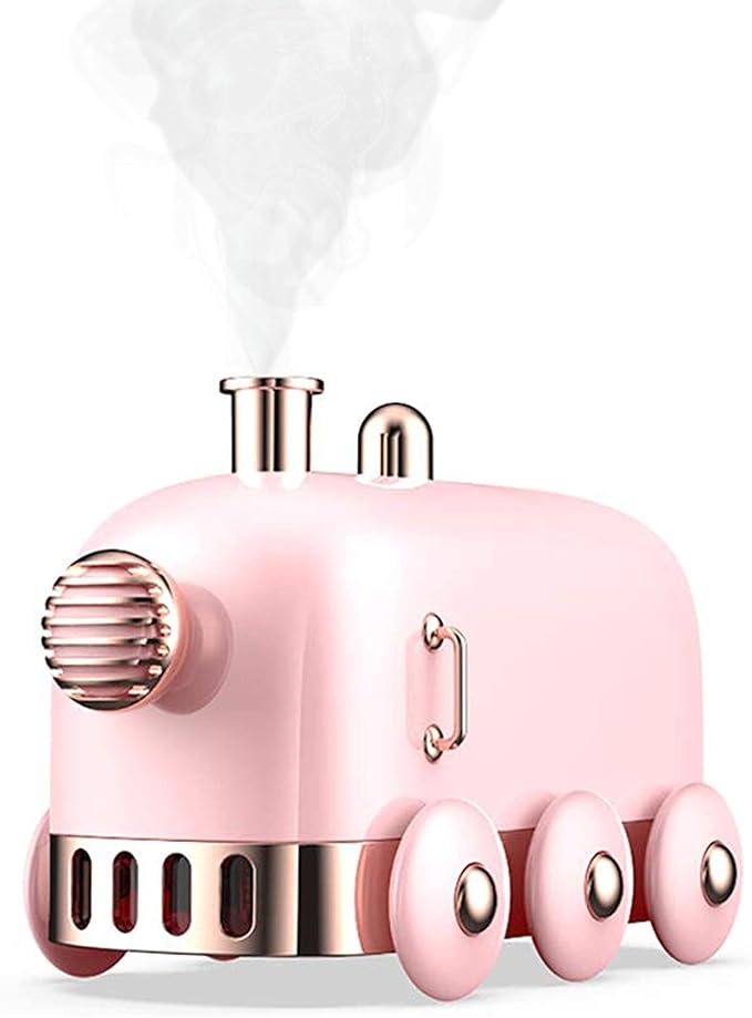 Portable Mini Humidifier, 300ml Cute Train Small Humidifier, Cool Mist Diffuser for Desktop / Office / Bedroom, Ultra Quiet, LED Light Function, USB Charge, Auto Shut Off by E-linkChinaTechnologyCoLtd