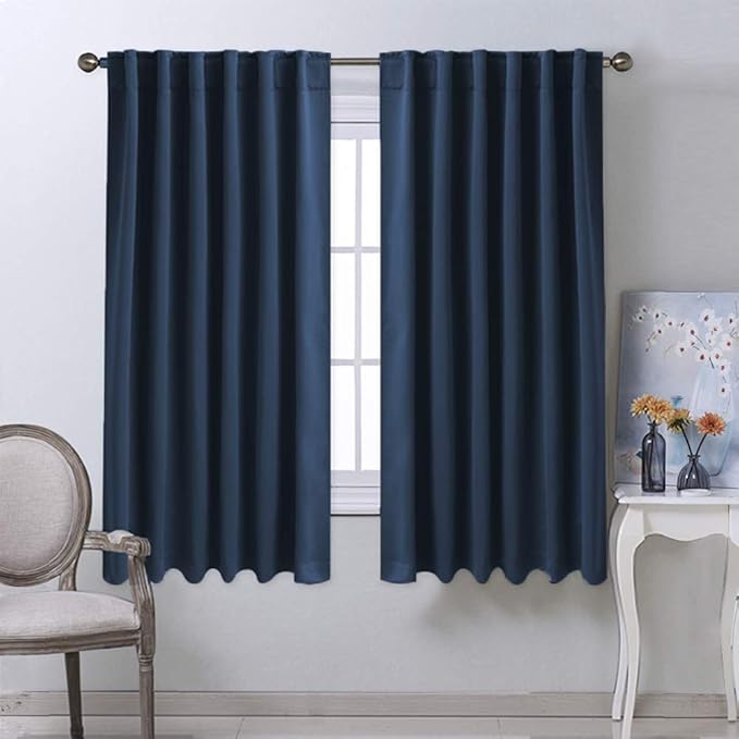 NICETOWN Blackout Curtains Window Drapes - (Navy Color) 52 inches W by 63 inches L, Set of 2, Blackout Curtain Panels for Boy's Nursery - Image 2