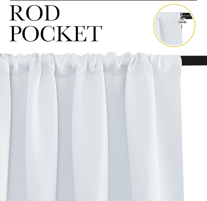 NICETOWN Greyish White Window Curtain Panels - Thermal Insulated Rod Pocket Room Darkening Curtain Sets for Bedroom (Greyish White, 2 Panels, 29 by 50) - Image 2