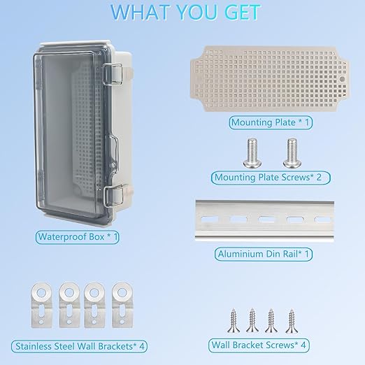 Electrical Box, Outdoor Waterproof Box IP67 Junction Box with Mounting Plate,ABS Plastic Project Box Power Cord Enclosure Clear 7.9" Dx3.9 Wx2.8 H - Image 4