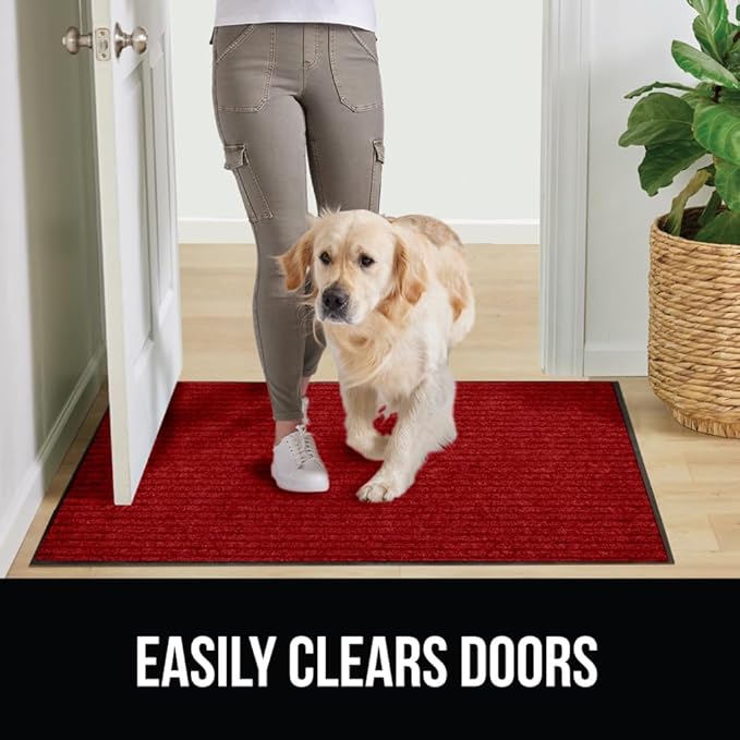 GORILLA GRIP Waterproof Traffic Guard Door Mat, 70x24, Heavy Duty Entryway Mats, Strong Backing Commercial Utility Rugs for Office Hallway, Garage Floor and Home, Low Profile Carpet Runner, Red - Image 5