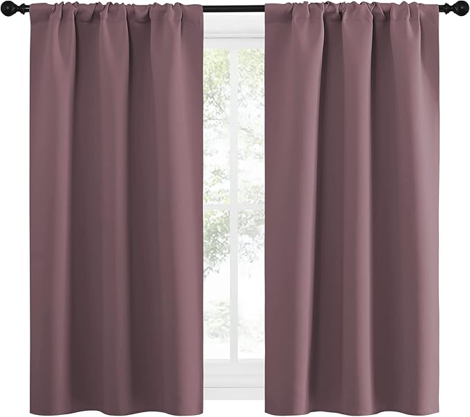 NICETOWN Kitchen Curtains, Short Blackout Curtains & Drapes, Home Decoration Privacy Thermal Insulated Curtains for Unicorn Theam Room (Dry Rose, 34" Wide, 54" Long, 2 PCs) - Image 2