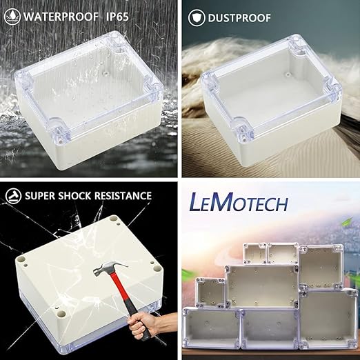 LeMotech ABS Plastic Junction Box, Dustproof Waterproof IP65 Electrical Box - Universal Project Enclosure Grey, with PC Transparent/Clear Cover 4.53 x 3.54 x 2.16 inch (115 x 90 x 55 mm) - Image 7
