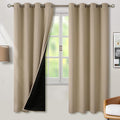 BGment Thermal Insulated 100% Blackout Curtains for Bedroom with Black Liner, Double Layer Full Room Darkening Noise Reducing Grommet Curtain (52 x 72 Inch, Sand, 2 Panels) by BGment