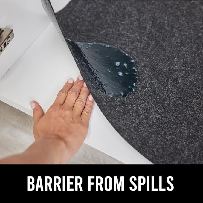 GORILLA GRIP LeakGuard Non-Adhesive Under Sink Mat for Kitchen Cabinet, Waterproof Quick Dry Shelf Liner, Durable Absorbent Felt Mats for Bathroom Sinks, Cabinets, Dresser, Easy to Trim 24x24 Charcoal - Image 8