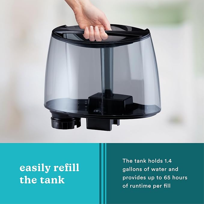 Homedics TotalComfort Plus Humidifier – Large Air Humidifiers for Bedroom, Plants – Top-Fill 5.3L Water Tank with Cool and Warm Mist, Essential Oil Pads, Colored Night-Light, Black - Image 4