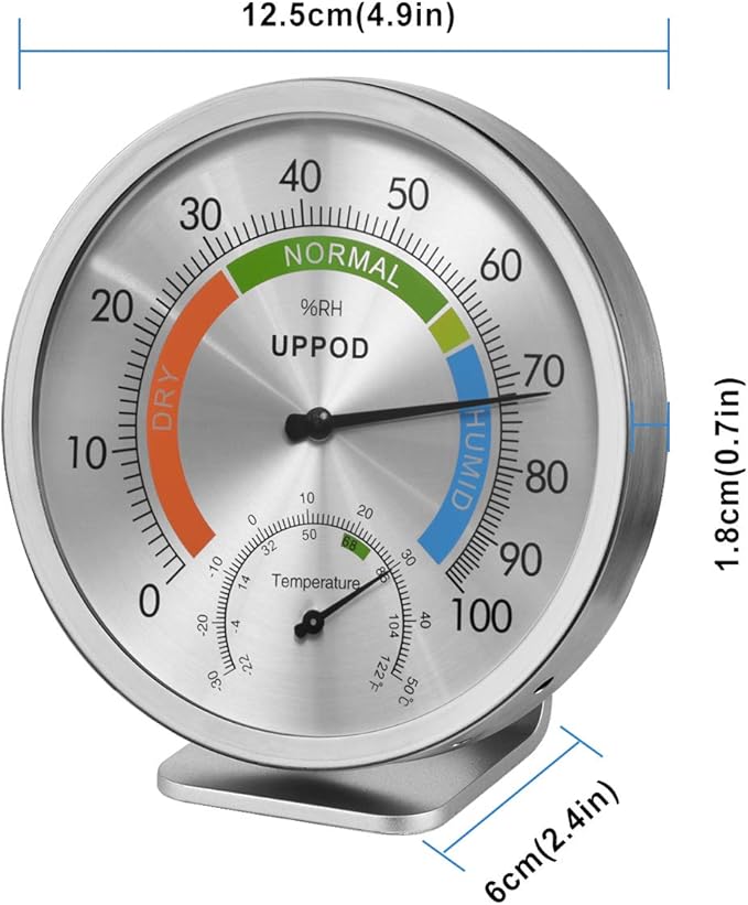 5" Indoor Outdoor Hygrometer/Thermometer, Humidity Gauge Indicator Temperature Humidity Monitor, Analog Hygrometer Humidor (English Version) - Image 2