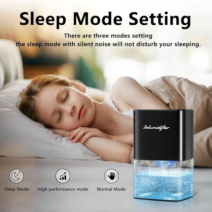 Dehumidifier 63OZ 1800ML Small Dehumidifier for Home Safety Dehumidification 5 Timers 3 Setting Modes Auto Shut Off Protection Adjustable 10 Color Lights Low Noise For Bedroom Bathroom 230 Ft² - Image 4
