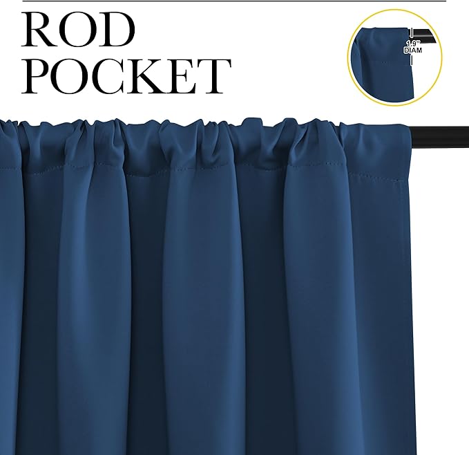 NICETOWN Blackout Curtains for Living Curtains, Moroccan Blue, 2 Panels, 29 by 30, Room Darkening Window Curtain Panels, Easy-Care Solid Thermal Insulated Draperies/Drapes for Daughter Room - Image 2