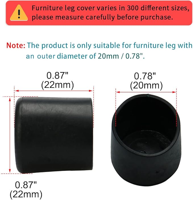 uxcell PVC Leg Cap Tip Cup Feet Cover 20mm 0.79" Inner Dia 8pcs Floor Protector Moisture Resistant for Furniture Chair Desk - Image 2