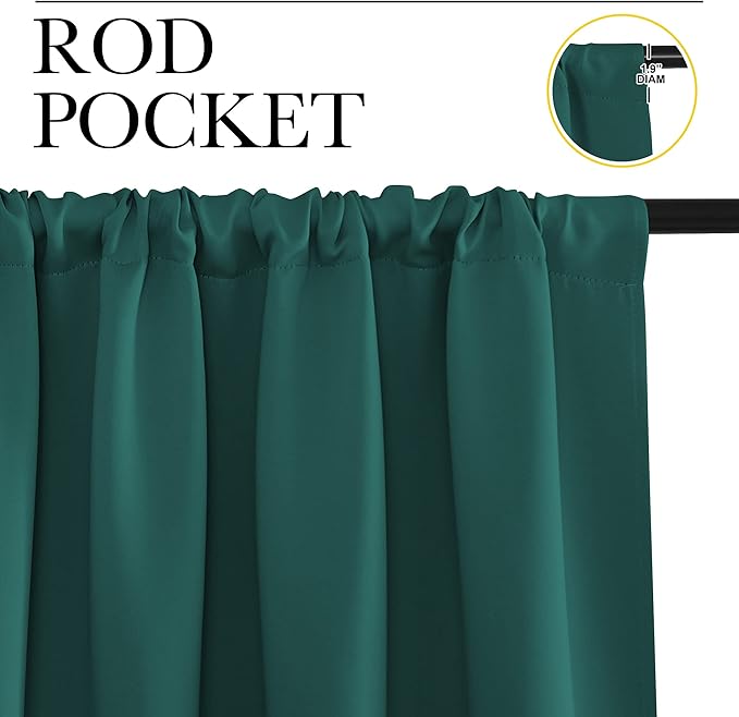 NICETOWN 2 Panels Blackout Curtains, Rod Pocket Thermal Insulated Drapes 84 inches Long, Easy-Care Modern Home Decoration Sunshades for Guest Room, Living Room, Office, 62 x 84 Inch, Hunter Green - Image 2