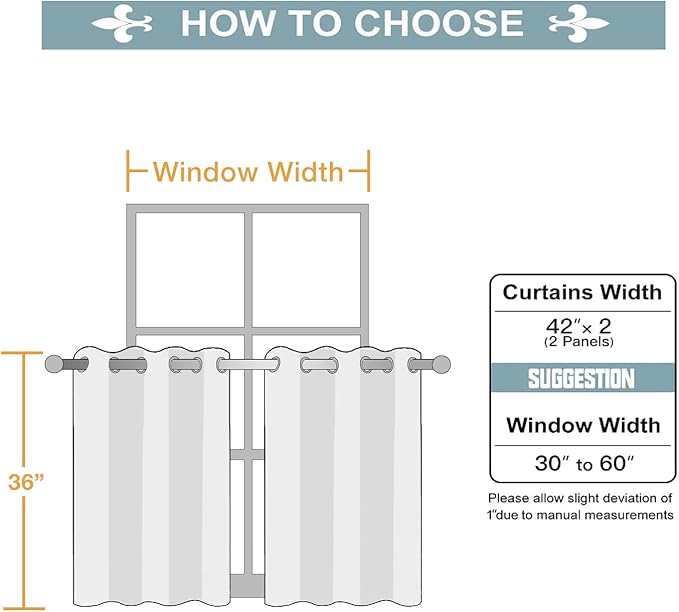 ChrisDowa Small Window Curtains for Kitchen and Bedroom - Grommet Short Thermal Insulated Room Darkening Curtains (2 Panels, Beige, 42 x 36 Inch) - Image 6