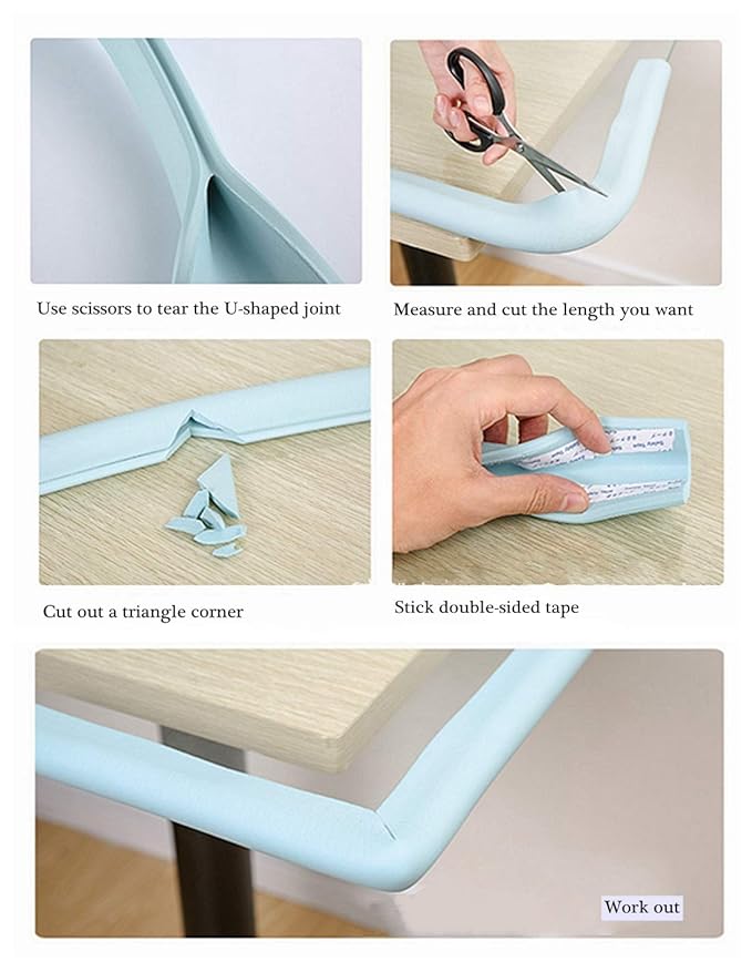 M2cbridge U Shape Extra Thick Furniture Table Edge Protectors Foam Baby Safety Bumper Guard 6.5 Ft (Brown) - Image 3