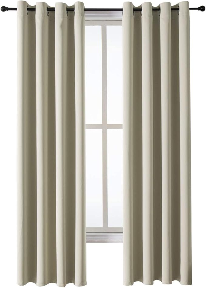 ChrisDowa Grommet Room Darkening Curtains for Bedroom and Living Room - 2 Panels Set Thermal Insulated Blackout Curtains (Beige, 52W x 84L) - Image 7