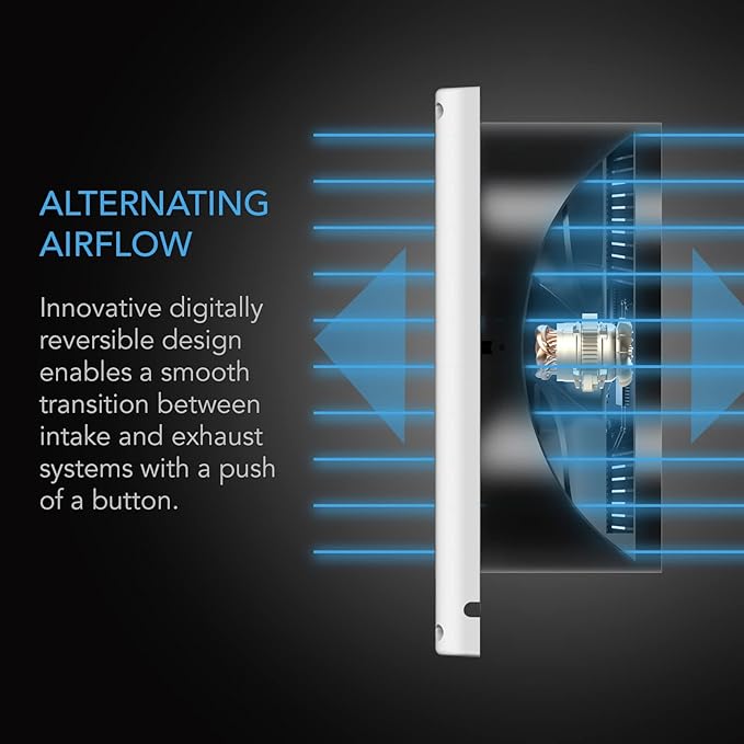 AC Infinity Room to Room Fan 8”, Two-Way Reversible Airflow Through-the-Wall Fan with Temperature Controller, Quiet Precise 10-Level Speeds for In-Wall Kitchen, Laundry Room, and Workshops - Image 4