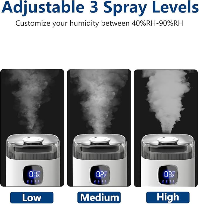 Large Humidifier for Bedroom, 9L/2.5Gal Ultrasonic Cool Mist, Easy Clean with 350ML/H Large Mist Speed, Remote control, Quiet Tower, Suitable for Kids Room Plant Yoga - Image 5