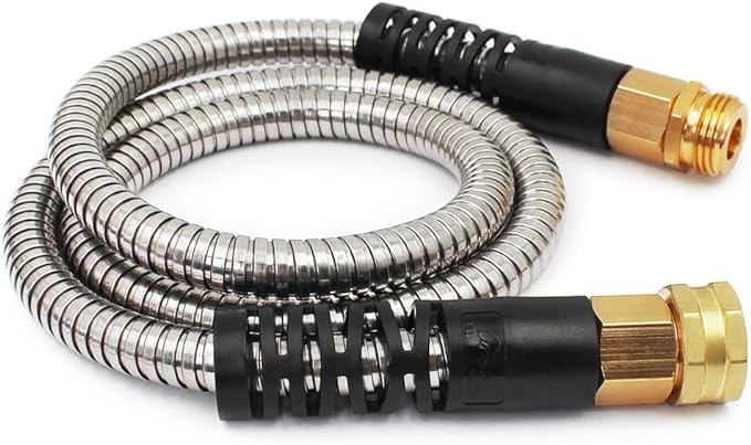 Cesun Metal Garden, Short Connector, Water Lead-in Hose Extension, Extremely Flexible, for Hose Reel/RV/Dehumidifier, Lightweight/Durable/Drinking Water Safe SS Female to Male, 5FT by Cesun
