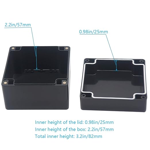 Junction Box, Zulkit Project Box IP65 Waterproof Outdoor Box ABS Plastic Electrical Boxes Electronic Enclosure Black4.7 x 4.7 x 3.5 inch(120 x 120 x 90 mm)(Pack of 2) - Image 6