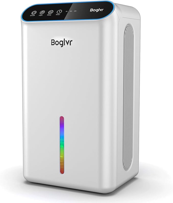 Dehumidifiers, Dehumidifier for Home (85 OZ, 800 sq.ft) Quiet Small Dehumidifier for Bedroom Bathroom Basement with Drain Hose, 3 Gear Timer, Sleep Mode, Auto Shut Off, 7 Color Ambient Light by boglvr