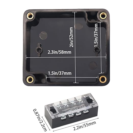 Watertight Junction Box, IP67 Waterproof Electrical Project Box with 4P 15A Barrier Terminals,1 in/1 Out Cable Glands Electronic Enclosure 2.48" x 2.28" x 1.37" - Image 3