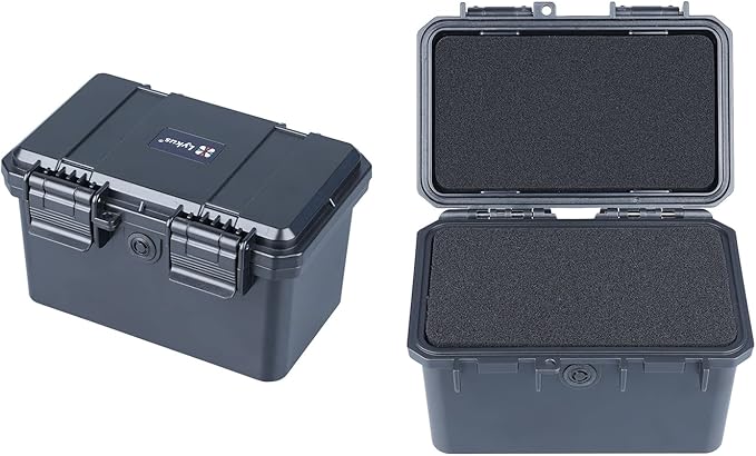 Lykus HC-1530 Mini Hard Case Dry Box with Foam Insert, Interior Size 5.8x3.3x3.7 in, IP66 Splash-Proof, Suitable for Cellphones, Tools, Small Devices and More by Lykus