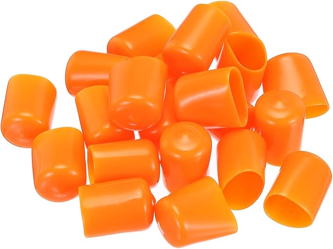 uxcell 20pcs Rubber End Caps 19mm(3/4") ID Vinyl PVC Round Tube Bolt Cap Cover Screw Thread Protectors,Orange - Image 4