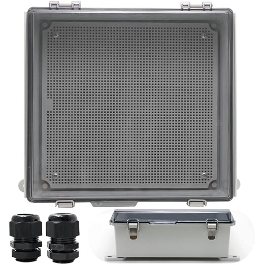 MAKERELE Outside Electrical Box Plastic Enclosure IP67 Waterproof junction Box Clear Cover Plate with Stainless Steel Buckles 13×13×5.1 inch(330×330×130mm) by MAKERELE