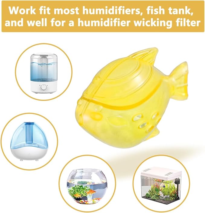 Humidifier Tank Cleaner, Raipoment 10PCS Universal Humidifier filters fish Compatible with Drop,Droplet, Warm&Cool Mist Humidifiers,Fish Tank[Keep The Water (Fish-yellow) - Image 3