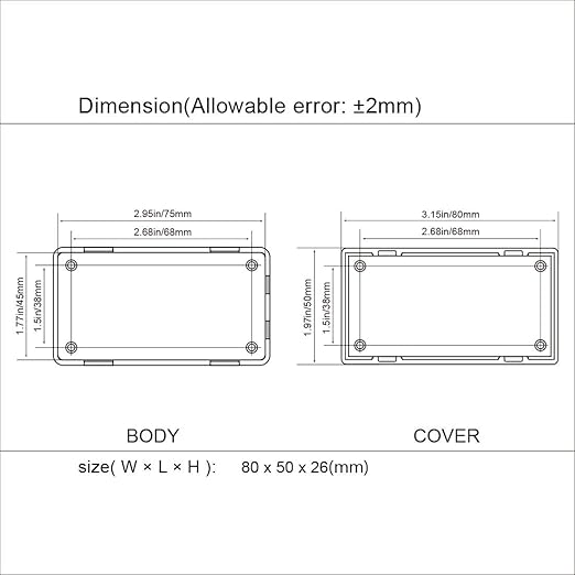 LeMotech Project Box 10 Pieces ABS Plastic Electrical Project Case Small Junction Box for Electronics White 3.15 x 1.97 x 1.02 inch (80 x 50x 26 mm) - Image 7