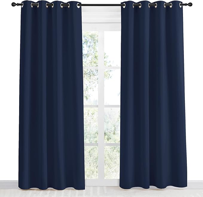 NICETOWN Blackout Curtain Panel, Navy Blue, 55 inches Wide by 86 inches Long, 1 PC, Light Blocking Room Darkening Drape/Drapery for Nursery Room, Ring Top - Image 2