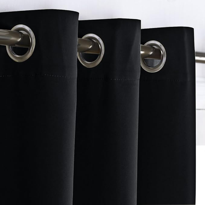 NICETOWN Closet Door Curtain, Room Dividers Panel Screens Partitions, Wide Width Grommet Top Modern Privacy Heavy Room Divider, Commercial Room Dividers (1 PCs, 8ft Tall x 15ft Wide, Black) - Image 2